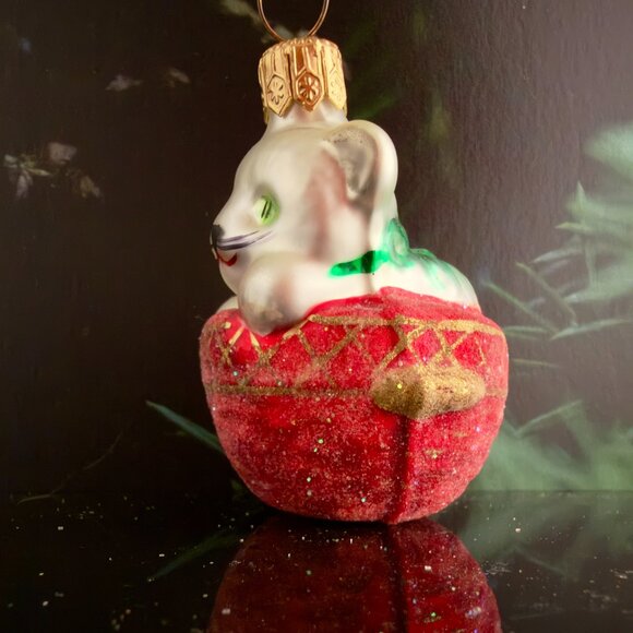 Christopher Radko Cat Kitty in Basket Glass Ornament 1997 Retired - Picture 5 of 6